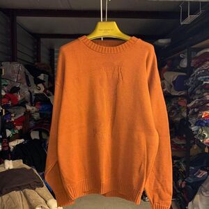Vintage 1990s Orange Golfer Silhouette Knitted Knit Sweater Size Large